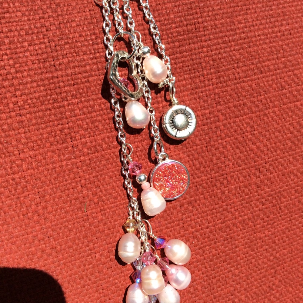 Boutique: Bling necklace, freshwater pearls, pink - Picture 7 of 9